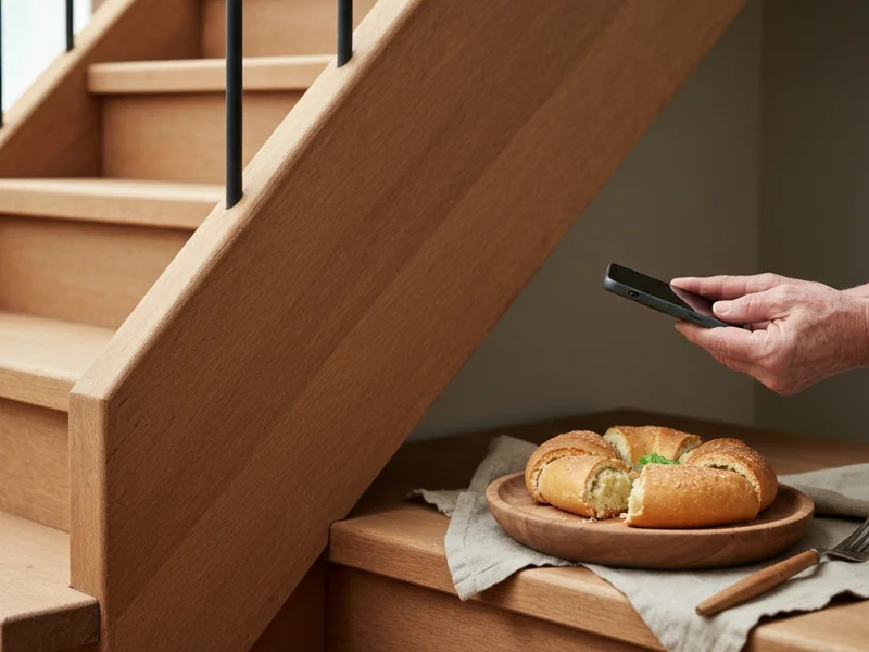 monte-escalier tournant avec siège et rail courbe sur escalier en bois dans maison française, senior