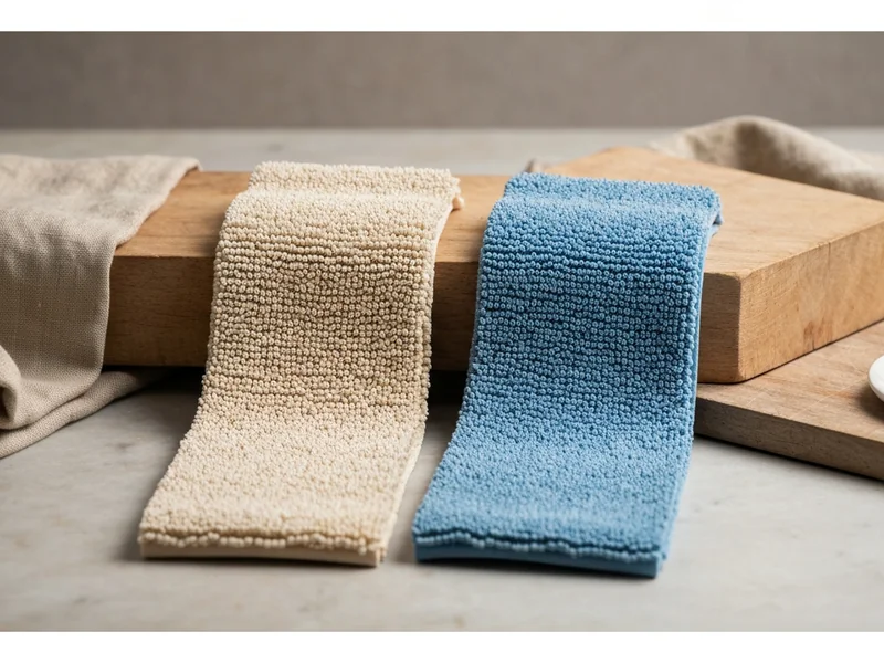 trois tapis de douche côte à côte montrant les différences de matériaux : caoutchouc naturel épais b