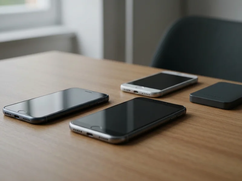 comparaison côte à côte de trois téléphones seniors sur une table, un smartphone à grosses touches,